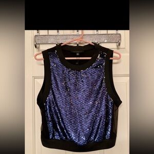 NWT - Dance Marvel Black and Blue Sequin Women's Top Size Small